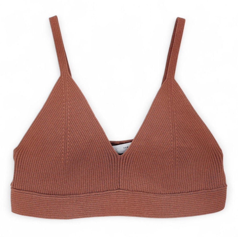 Zara Brown Cropped Bralette Size M NEW